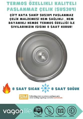 Tumbler 950ml Pipetli/Pipetsiz Kullanım Fonksiyonel Kulplu Paslanmaz Çelik Termos (Açık Mavi)