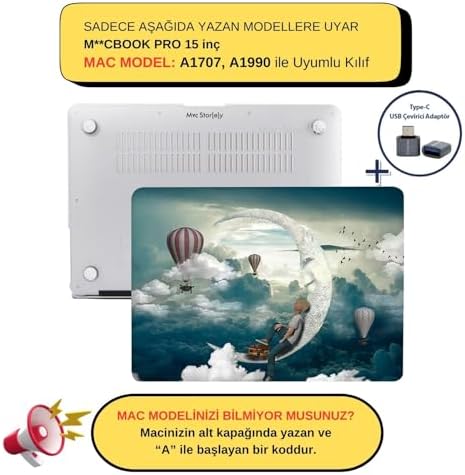 MacBook Pro 15 Baskılı Kılıf A1707 A1990 Uyumlu Sert Kılıf İnce Hafif Koruyucu Kapak R-89 - Görsel 2