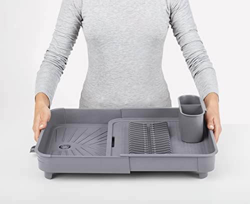 Alternative view of Miss Collection Açılır Kapanır Bulaşıklık Tabaklık, Su Tahliye Oluklu ve Çatal Bıçak Kurutmalıklı-Modern Tasarım Plastik (Gri)