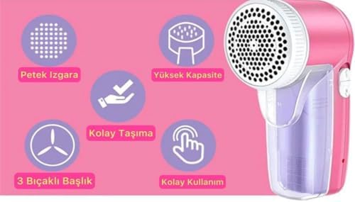 Şarjlı Elektrikli Tüy Toplama Makinesi, 220V 50Hz Güç, Güçlü Motorlu Kıyafet ve Koltuk Tüy Temizleyici, Geniş Hazne, Taşınabilir Ergonomik Tasarım