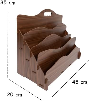 Carry Montessori 4 Raflı DALGALI Ahşap Mini Kitaplık -Çocuk Odası Kitaplık - Çocuk Kitaplığı - Bebek & Çocuk Odası için Mini Kitaplık- Çocukların kolay erişebileceği kitaplık -(CEVİZ) - Görsel 3