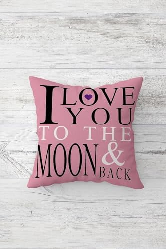 Alternative view of I Love You To The Moon Gizli Fermuarlı Kırlent Kılıfı Koltuk Yastık Kılıfı Takım(4adet), Pembe 45 x 45