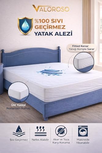 Alternative view of Fitted Full Kenar Su Sıvı Geçirmez Yatak Koruyucu Alez – 100x200 / 120x200 / 160x200 / 180x200 cm / 200x200 cm (180x200)