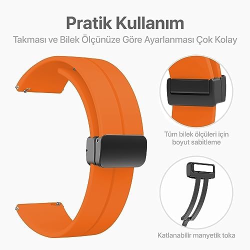 22mm ile Uyumlu Saatler için Manyetik Tokalı 46mm Yumuşak Silikon Kordon  Watch (GT6 Pro/GT6/GT5 Pro/GT5/GT4/Watch 4 Pro/GT3/GT3 Pro/GT2/GT2 Pro)