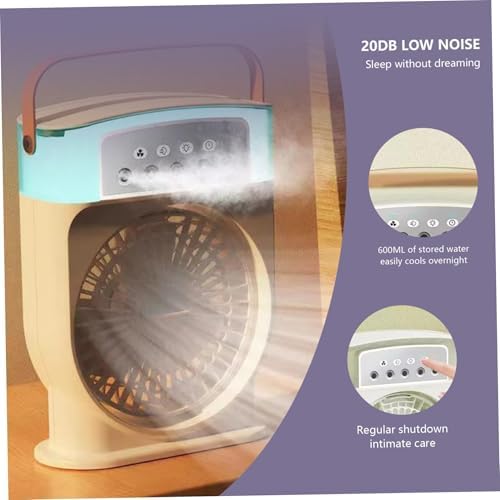 Alternative view of Buğulanma Fanı 3 Hızlı Rüzgarlı Taşınabilir AC Sessiz Sis Fanı USB Şarj Edilebilir Küçük Taşınabilir Klima 600ml Hava Soğutucu Fanı, 7 Gece Lambalı 1/2/3 H Zamanlayıcı Stili 2, Hava Soğutucu Fanı
