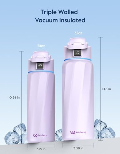 Alternative view of Boost Akıllı Su Şişesi, Hatırlatıcı ve İzleyici, Çift Duvarlı Vakum Yalıtımlı Şişeler Paslanmaz Çelik, 32 oz BPA İçermeyen Geniş Ağız, Spor Salonu, Ofis, Okul için - İdeal Hediye, Mor