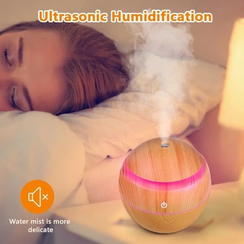 130 ml Hava Nemlendirici, Uçucu Yağ Aromaterapi Makinesi, Ev, Yatak Odası ve Ofis için Yedi Renkli Işık ile Aroma Hava Difüzörü (Koyu Kahve) - Görsel 3