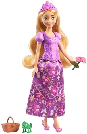 Mattel Prensesi oyuncakları, 2 farklı görünüme sahip Rapunzel bebek, 9 aksesuar, takılıp çıkarılabilen 2 büstiyer ve 2 etek, Karmakarışık'tan ilham alan 2'si 1 arada hikayeler, JBG09 - Görsel 2