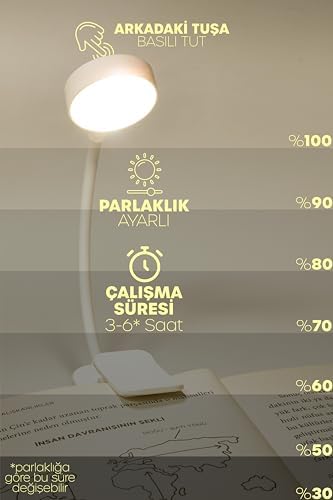 Alternative view of Şarjlı Ayarlı Klipsli Mini Kitap Okuma Lambası Mandallı Işık Masa Lambası Kitap Okuma Işığı AV3310