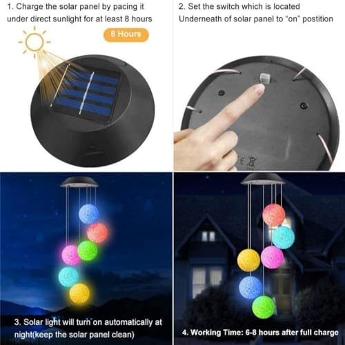 Solar Garden Lights Hanging EVA Ball Güneş Enerjili Asılabilir Bahçe Aydınlatma IP44 Dış Mekan Dekoratif LED Işık 6 Saat Şarj 8 Saat Aydınlatma EVA Top Sarkıt Lamba | TP6