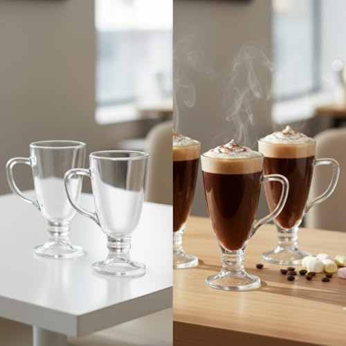 3’lü Cam Kupa Seti 250 ml – Ayaklı Şeffaf Kahve ve Tatlı Bardağı – Latte, Cappuccino, Sıcak Çikolata için - Görsel 3
