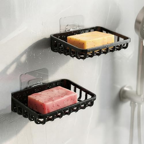 Alternative view of 2'Li Set Yapışkanlı Banyo Sabunluk, Katı Sabun Tutacağı, Lavabo Mutfak Katı Sabunluk Süngerlik Siyah Siyah