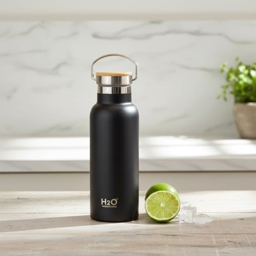 Alternative view of Bambu Kapaklı Siyah Çelik Termos Matara - 500 ml Sızdırmaz Kilitli Mug - Doğal Ahşap Detaylı Sıcak ve Soğuk Tutan Ofis Termosu
