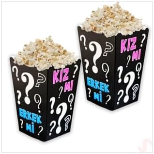Alternative view of Kız mı Erkek mi Popcorn Kutusu, 8'li Set, Baby Shower ve Cinsiyet Partisi için Mısır Kutuları, Siyah
