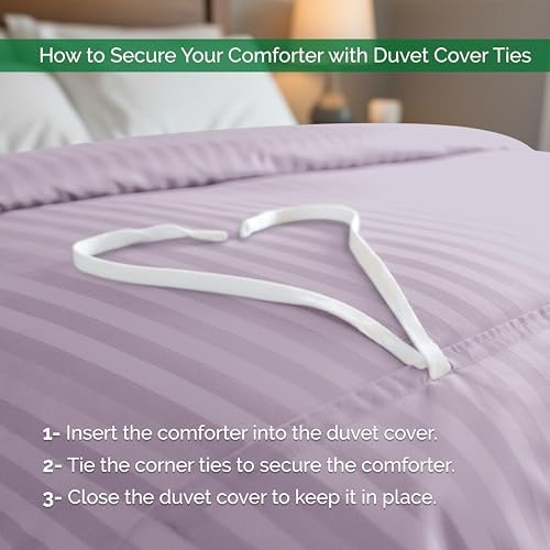 Elegant Comfort En Yumuşak, En Rahat 3 Parça Damask Çizgili Nevresim Takımı - 1500 Premium Otel Kalitesinde Mikrofiber - Lüks Kırışıklığa ve Solmaya Dayanıklı Nevresim Takımı, İkiz/İkiz XL, - Görsel 3