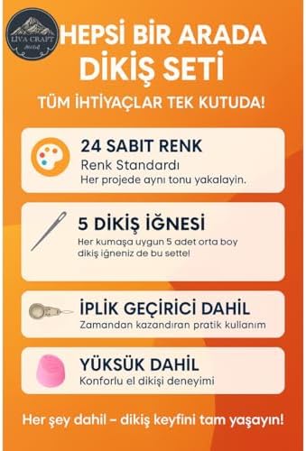 Dikiş Seti 24 Renkli – Iğne, Yüksük ve Iplik Geçirici ile