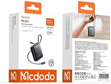 MC-8620 10000mAh 22.5W PD Hızlı Şarj Dahili Kablolu Powerbank Siyah (Type-c/Lightning) - Görsel 2