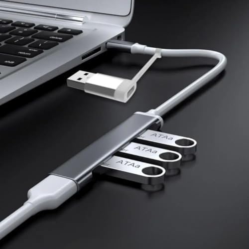Alternative view of 4 Port USB Çoklayıcı ve Type-C Adaptör – 2 in 1 Multi USB 3.0 Hub, MacBook Pro/Air ve Type-C Cihazlar ile Uyumlu, OTG Destekli USB Dönüştürücü
