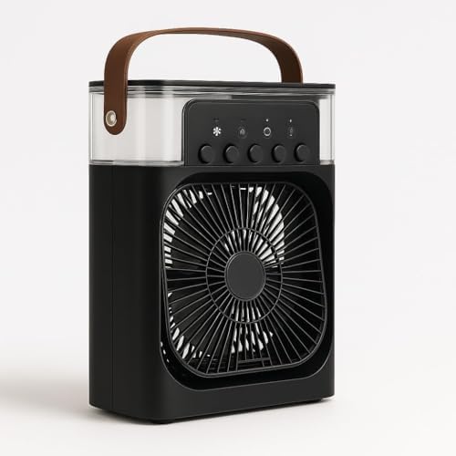 Alternative view of Şarjlı Soğutmalı Vantilatör - Siyah - 7 Renk LED Işıklı Mini Hava Soğutucu, Buharlı Nemlendirici, Parfüm Hazneli, Zaman Ayarlı, Taşınabilir USB Fan (Ev & Ofis İçin)