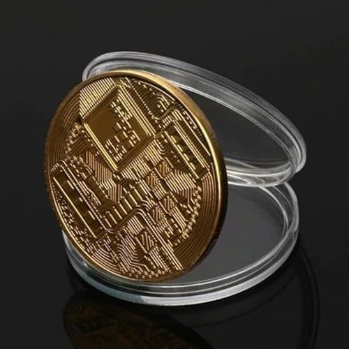 Bitcoin Madeni Hatıra Parası, BTC Altın Rengi Hediye Sikke Para, Kutulu Koleksiyon Parası (4 ADET)