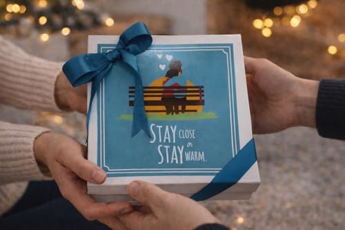 Candle – Stay Close Stay Warm Çiftlere Özel Hediye Seti, Ahşap Kapaklı Kokulu Mum, French Press ve 2 Seramik Kahve Kupası, Sevgililer Günü, Düğün & Ev Hediyesi - Görsel 2