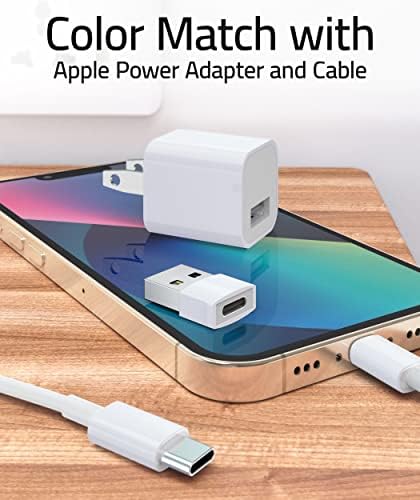 USB - USB C Adaptörü 4 Paket, Tip C Dişi - USB Erkek Dönüştürücü Güç Şarj Kablosu Adaptörü MagSafe Apple Watch Serisi 10/SE/Ultra 2 iPhone 17 E Air Pro Max AirPods Pro ile Uyumlu, Beyaz - Görsel 2