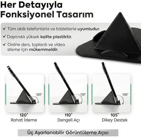 Alternative view of Telefon Tablet Tutucu – Piramit Tasarım 3 Açılı Masaüstü Stand, iPhone ve Android Uyumlu, Ofis, Online Ders ve Toplantılar İçin, 4–11 İnç (5'li Ofis Paketi)