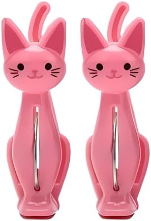 Alternative view of Pembe Kedi Şeklinde Havlu Mandalı, Plaj ve Çamaşır için Dekoratif Plastik Klips, 2'li Set