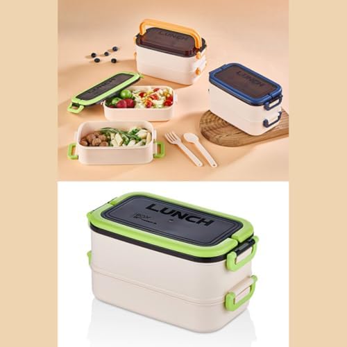 Alternative view of Jouis Beslenme Kutusu 1200 ml 2 Katlı Bölmeli BPA'sız PP Plastik Sefer Tası ve Beslenme Çantası - Lunch Box, ÇATAL KAŞIK Dahil Okul Beslenme