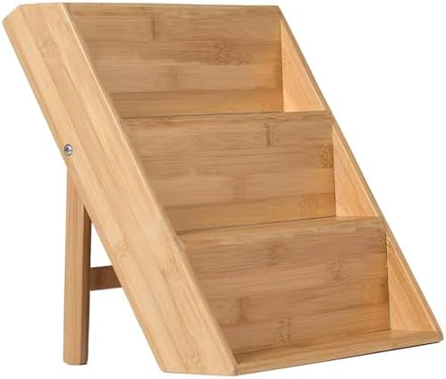 Alternative view of 3 Katlı Doğal Bambu Ayaklı Baharatlık Rafı Organizer – Tezgah Üstü ve Çekmece İçi Kullanıma Uygun, Katlanabilir, Kaymaz Ayaklı, Kompakt ve Şık Tasarımlı Mutfak Düzenleyici