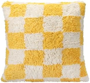 Pop Plaid Dokuma Yastık Sarı 45x45cm