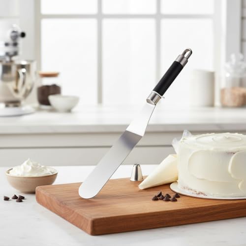 32 cm Siyah Çelik Pasta Sıvama Spatulası - Profesyonel Krema, Ganaj ve Hamur Spatulası