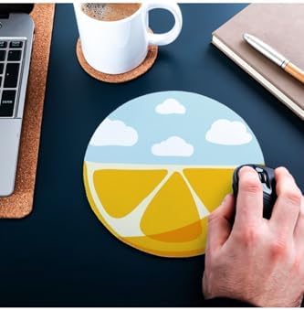 Limon Desenli Yuvarlak Mousepad 20 x 20 cm - Görsel 2