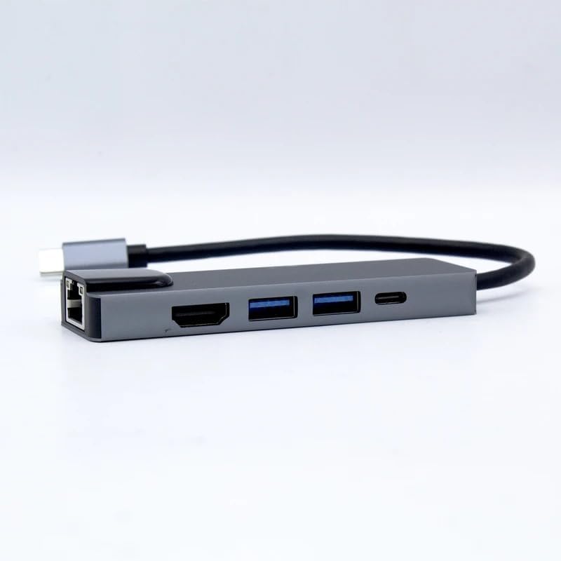 USB C 5in1 Çoklayıcı Adaptör – 4K HDMI, Gigabit LAN, USB-C PD, 2× USB 3.0 Portlu Type-C Hub | Laptop, MacBook ve Chromebook ile Uyumlu Bağlantı Genişletici Dönüştürücü | ZR34