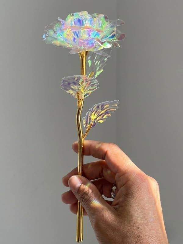 Alternative view of Dekoratif Galaksi Gül, Işıltılı Holografik Yapay Gül, Altın Renk Gövdeli Renk Değiştiren Tasarım Gül, Sevgililer Günü, Yıldönümü ve Doğum Günü İçin Romantik Hediyelik