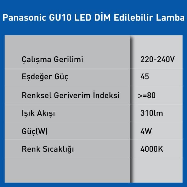 GU10 LED Dim Lamba 4W 310LM 4000K