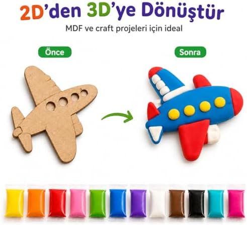 Alternative view of Hayal Gücü Kil Seti - 12 Renkli Hava ile Kuruyan Zıplayan Kil Hamuru, Yumuşak ve Kolay Şekillenen, Kokusuz, Eğitici Aktivite Seti -