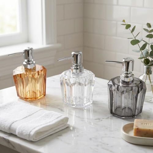 Alternative view of 1 Adet Akrilik Sıvı Sabunluk (210 ml) - 3 Farklı Renkli Kırılmaz Şeffaf Banyo ve Mutfak Düzenleyici Şık Losyon ve Sabun Pompası Organizer (Asorti)