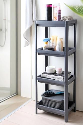 Alternative view of 4 Katlı Geçmeli Plastik Banyo ve Mutfak Organizeri, Kolay Montajlı 4 Katlı Raf, Mutfakta ve Banyoda Kullanım İçin İdeal, Dayanıklı Depolama Çözümü (Antrasit Gri)