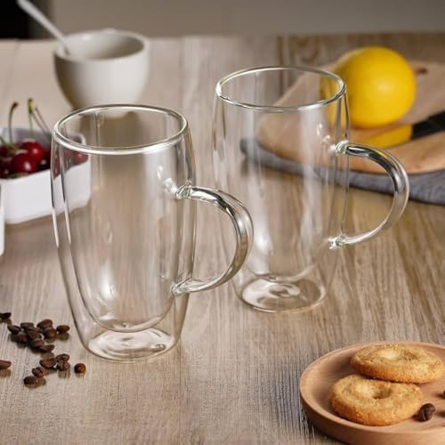 450 ml Çift Cidarlı Şeffaf Cam Kupa – Isıya Dayanıklı, Sıcak ve Soğuk İçeceklere Uygun, Şık ve Dayanıklı Borosilikat Cam Bardak - Görsel 3