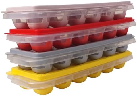 12'li Yuvarlak Silikon Tabanlı Kapaklı Bas Çıkar Buz Kalıbı 26x9 Cm, 12'li Silikon Tabanlı Buz Kalıbı, Kapaklı Bas Çıkar Buzluk - Görsel 2