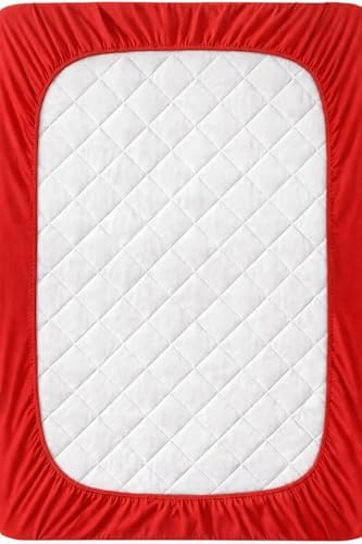 Septumium%100 Pamuklu Lastikli Çarşaf, Kırmızı, 2 Yastık Kılıfı Dahil (120x200) - Görsel 3