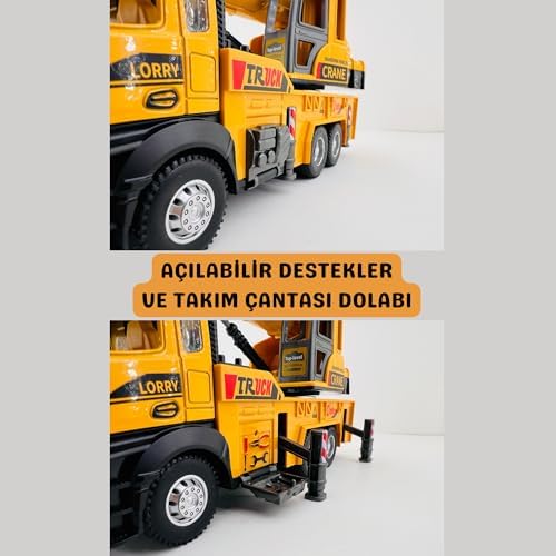 Alternative view of /Oyuncak İş Makinesi Sesli Işıklı Çek Bırak Vinç, Kule Vinç ve Kepçe 30 Cm Aksesuarlı Kapıları Açılan (Kule Vinç)