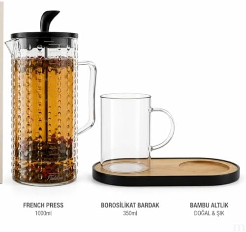 Boncuk Desenli Plastik French Press – Hafif & Dayanıklı Çay ve Kahve Demleme Aparatı