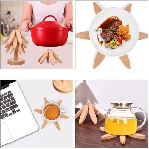 Ahşap Noel Ağacı Figürü, Doğal Renk, Kayın Ağacı, 22.35 cm Yükseklik, Masa Üstü Dekoratif Süs - Görsel 3