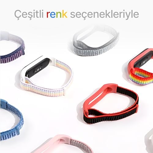 Alternative view of Xiaomi Mi Band 7/6/5/4 İle Uyumlu Tam Kaplayan Silikon Çerçeveli Bilek Kalınlığına Göre Ayarlanabilen Hafif ve Bileği Rahatsız Etmeyen Kaliteli Hasır Örme Kumaş Kordon