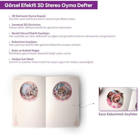Dönme Dolap Temalı 3D Stereo Katmanlı Oyma Sayfalı Defter Ajanda Bloknot 20,8 x 14 cm 120 Yaprak - Görsel 3