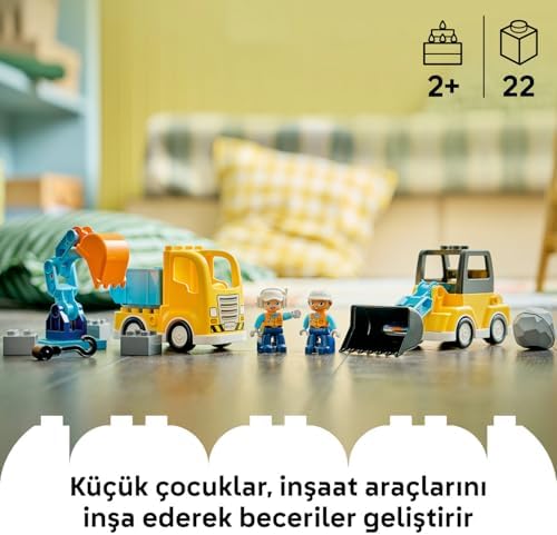 Kasabası 3'ü 1 Arada İnşaat Araçları 10475-2 Yaş ve Üzeri Çocuklar için İnşaatçı Figürü İçeren 6 Farklı Oyuncak Araca Dönüştürülebilen Eğitici Oyuncak Yapım Seti, Hediye Fikri (22 Parça) - Görsel 3