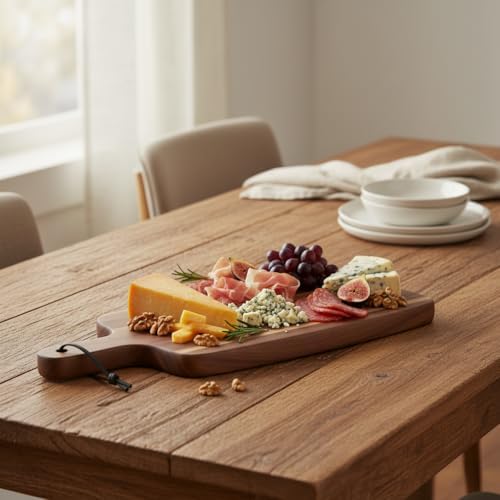 Akasya Ahşap Servis Tepsisi (45x15 cm) | Uzun ve İnce Doğal Ahşap Sunumluk | Fincan, Bıçak, Baget Ekmek, Meze ve Şarküteri Tabağı (2 cm Kalınlık) - Görsel 3