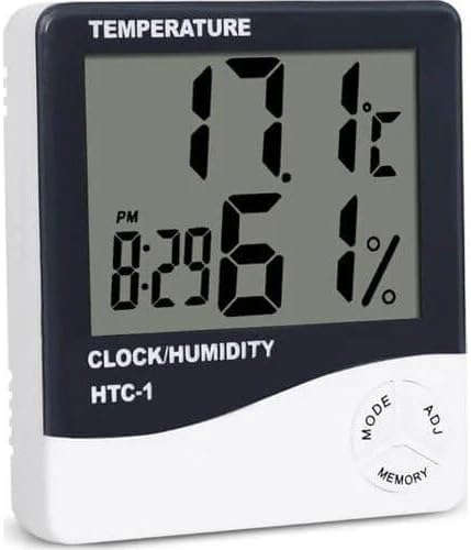 Alternative view of Dijital LCD Elektronik Alarm Saat Termometre Higrometre Hava İstasyonu Kapalı Alan Masa Saati Beyaz Siyah